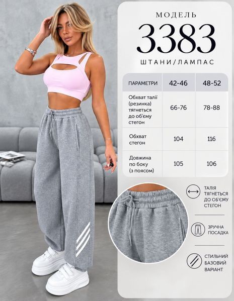 Теплые штаны женские из трехнитки на флисе 42-46, 48-52 (2цв) "ZIGZAG" недорого от прямого поставщика AV883-3383v фото