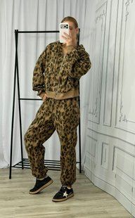 Спортивный костюм женский с леопардовым принтом из трехнитки 42-46, ONE SIZE (4цв) "BONJOUR" недорого от прямого поставщика RIN1551-055_костюм_принт_лео_v фото