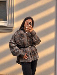 Стильная женская рубашка в клетку из фланели с деликатными камнями oversize (4цв) "ASPERAMO" недорого от прямого поставщика Rin1545-7101-1_пр_кл_кор_сер_беж_борд_v фото