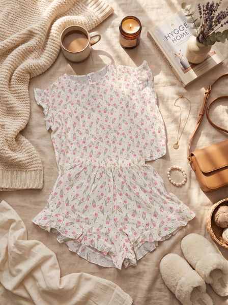 Пижама женская из штапеля принт розовый тюльпан S, M, L, XL "REMISTORE" недорого от прямого поставщика Razg3591-SV751_тюльпан_розовый_v фото