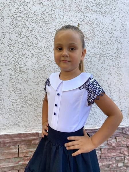 Блуза для девочек из софта 116, 122, 128, 134, 140, 146 (2цв) "BRYKINA" недорого от прямого поставщика 2PLGU1077-203_кружево_на_плеч_v фото