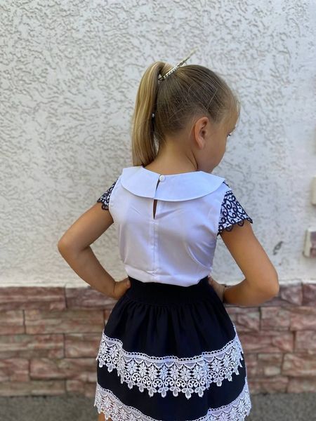Блуза для девочек из софта 116, 122, 128, 134, 140, 146 (2цв) "BRYKINA" недорого от прямого поставщика 2PLGU1077-203_кружево_на_плеч_v фото