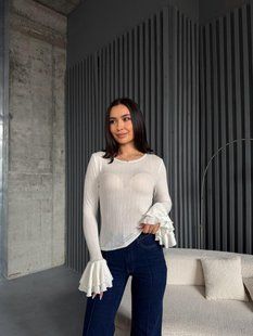 Лонгслив женский с&nbsp;трендовым акцентом-воланами S, M, L, XL "RemiStore" от прямого поставщика Razg3591-SV697i_1 фото