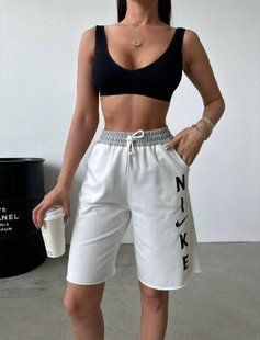 Шорты женские из двухнитки oversize (42-46) (2цв) "ZEFIR" недорого от прямого поставщика Sin1012-1392_надп_найк_v фото