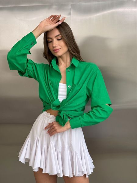 Рубашка женская из льна с разрезами на рукавах 42-44, 46-48 (5цв) "BONJOUR" недорого от прямого поставщика RIN1551-2454_разрезы_v фото
