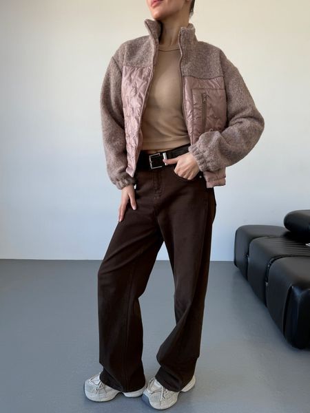 Бомбер жіночий з м'якої вовни та стьоганої плащівки S, M, L, XL "REMISTORE" недорого від прямого постачальника Razg3591-SV704_мокко_v фото