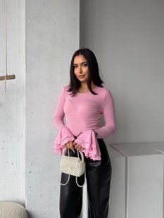 Лонгслив женский с&nbsp;трендовым акцентом-воланами S, M, L, XL "RemiStore" от прямого поставщика Razg3591-SV697i_4 фото