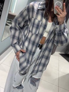 Ніжна жіноча блузка-сорочка з делікатними каменями oversize (4кол) "ASPERAMO" недорого від прямого постачальника Rin1545-890_клетка_v фото