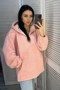 Батник-худи женский с капюшоном эко мех oversize (6цв) "ODETO" от прямого поставщика Sin1039-0106t фото