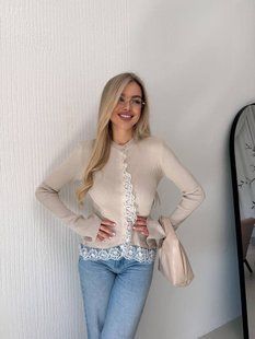 Кардиган женский из коттона с кружевом универсальный 42-48 (5цв) "OPTSHOP" недорого от прямого поставщика RIN1553-2010m фото