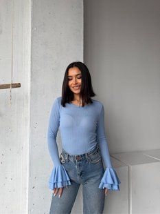 Лонгслив женский с&nbsp;трендовым акцентом-воланами S, M, L, XL "RemiStore" от прямого поставщика Razg3591-SV697i_5 фото