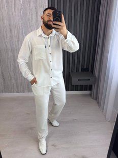 Мужской брючный костюм из льна M-L, L-XL, XL-XXL "LOOK AT ME" недорого от прямого поставщика AV5-10540_белый_v фото