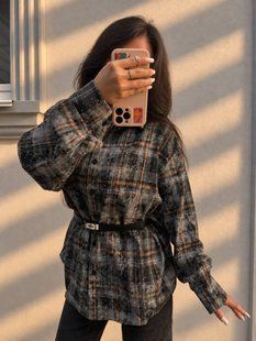 Стильная женская рубашка в клетку из фланели с деликатными камнями oversize (4цв) "ASPERAMO" недорого от прямого поставщика Rin1545-7101-1_пр_кл_чер_сер_кор_бел_v фото