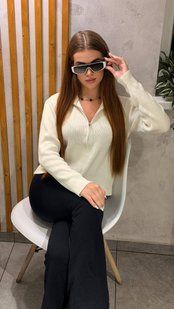 Кофточка женская из хлопка с акцентной молнией 42-46, ONE SIZE (3цв) "ADELE" недорого от прямого поставщика Rin1340-2504v фото