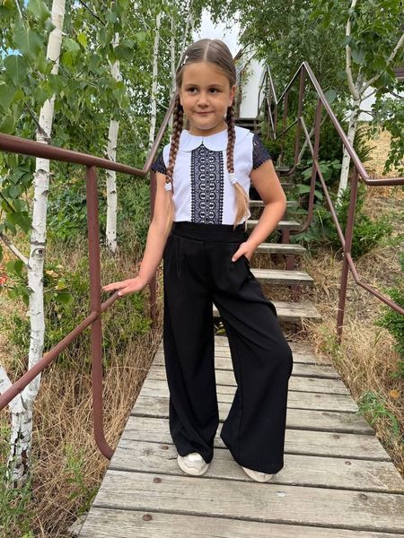Блуза для девочек из софта с кружевом 116, 122, 128, 134, 140, 146 (2цв) "BRYKINA" недорого от прямого поставщика 2PLGU1077-292_кружево_v фото