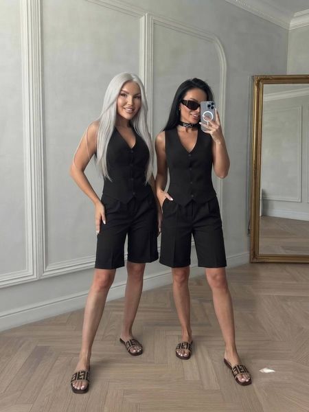 Костюм женский из костюмки с жилетом и шортами 42-44, 46-48, 50-52 (3цв) "TONI" недорого от прямого поставщика Sin1516-10483v фото