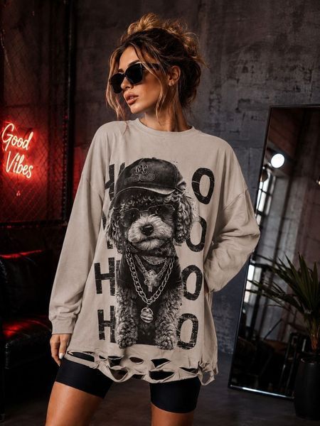 Світшот оверсайз жіночий з турецького куліру 42-52, ONE SIZE (6кол) "BONJOUR" недорого від прямого постачальника RIN1551-92_той_пудель_в_кеп_однотон_v фото