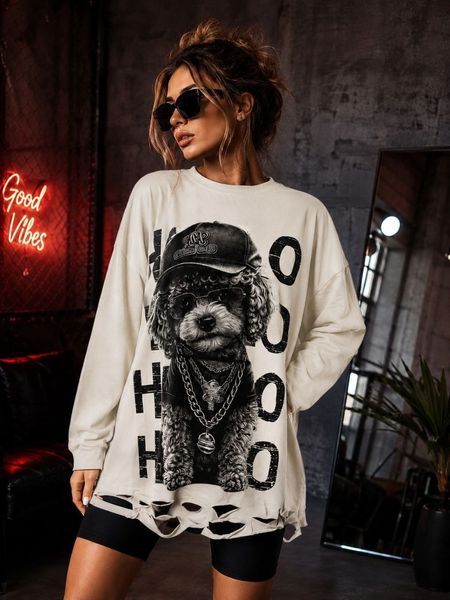Світшот оверсайз жіночий з турецького куліру 42-52, ONE SIZE (6кол) "BONJOUR" недорого від прямого постачальника RIN1551-92_той_пудель_в_кеп_однотон_v фото