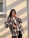 Стильная женская рубашка в клетку из фланели с деликатными камнями oversize (4цв) "ASPERAMO" недорого от прямого поставщика Rin1545-7101_пр_кл_беж_кор_сер_гол_v фото 3