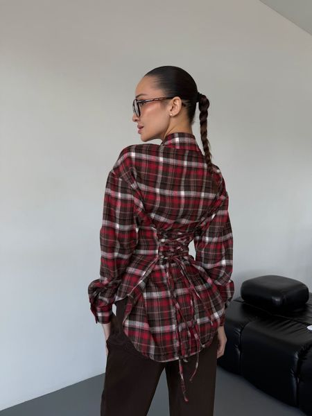 Рубашка женская из фланели, удлиненная, с шнуровкой S, M, L, XL "REMISTORE" недорого от прямого поставщика Razg3591-SV686_мультикол_v фото