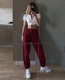 Джогеры женские из двухнитки люкс 42-44, 44-46, 48-50, 52-54 (10цв) "POSMITNUY" недорого от прямого поставщика RAZG6220-768v фото