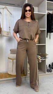 Костюм стильний жіночий в стилі casual/sport-chic з двонитки 48-50, 52-54, 56-58 (3кол) "SICHEVSKAYA" недорого від прямого постачальника Sin2005-580_лампасы_v фото