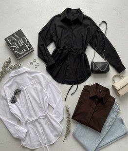 Сорочка з акцентом на талії з бавовни 42-46, 48-52 (3кол) "MILANO LOOK" недорого від прямого постачальника 2PLGU1052-261v фото