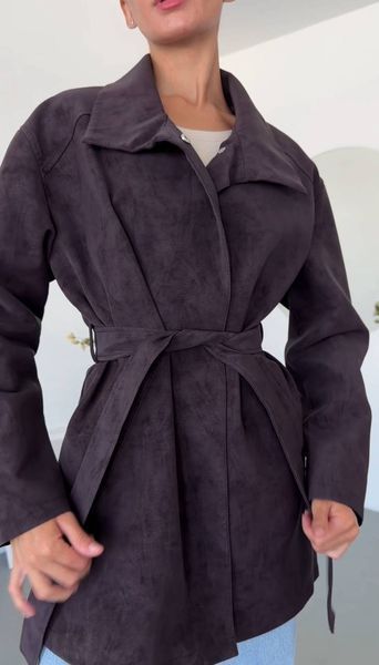 Тренч жіночий з фактурної еко-шкіри з ефектом vintage S, M, L (3кол) "INNA" недорого від прямого постачальника RIN1541-8912v фото