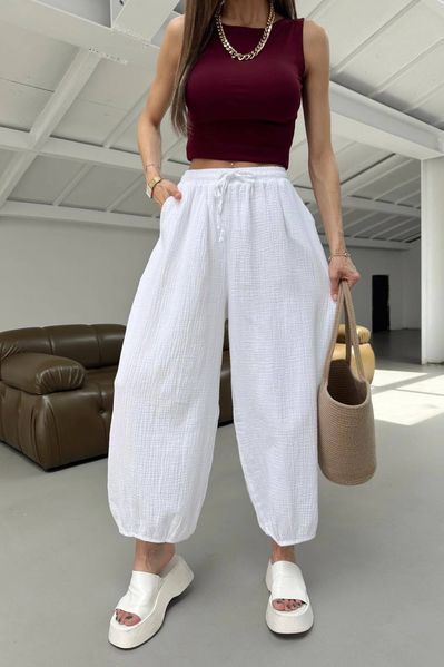Штаны freesize из муслина 50-54 (3цв) "POSMITNUY" недорого от прямого поставщика RAZG6220-1753_батал_v фото