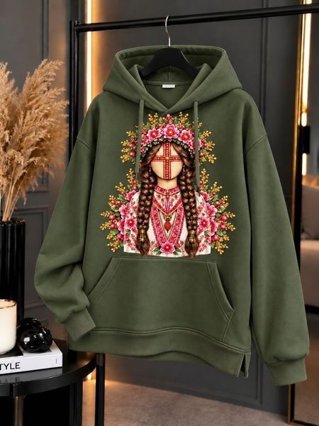 Худі oversize з трьохнитки на флісі з малюнком мотанка 38-42, 42-46, 46-50, 50-54, 54-58 (6кол) "IGOR" недорого від прямого постачальника Rin4950-760_рисунок_мотанка_v фото