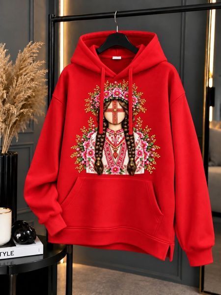 Худі oversize з трьохнитки на флісі з малюнком мотанка 38-42, 42-46, 46-50, 50-54, 54-58 (6кол) "IGOR" недорого від прямого постачальника Rin4950-760_рисунок_мотанка_v фото