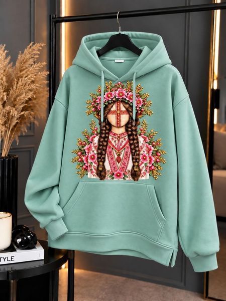 Худі oversize з трьохнитки на флісі з малюнком мотанка 38-42, 42-46, 46-50, 50-54, 54-58 (6кол) "IGOR" недорого від прямого постачальника Rin4950-760_рисунок_мотанка_v фото