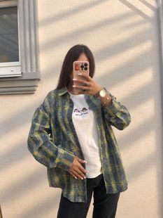 Стильная женская рубашка в клетку из фланели с деликатными камнями oversize (4цв) "ASPERAMO" недорого от прямого поставщика Rin1545-7101_пр_кл_син_зел_жел_сер_v фото