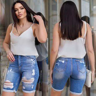 Женские джинсовые шорты-MOM рванка 25,26,27 "LARA-5" недорого от прямого поставщика Razg802-ат1400i фото