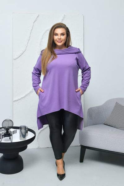 Туника женская с капюшоном из трикотажа-рубчик 52-54, 56-58, 60-62, 64-66 (6цв) "FILAT" недорого от прямого поставщика RAZG6240-3840v фото