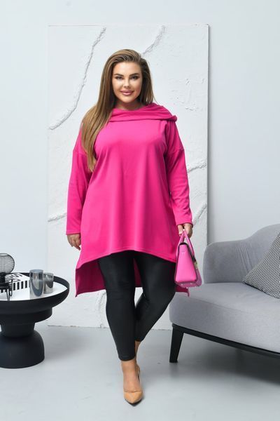 Туника женская с капюшоном из трикотажа-рубчик 52-54, 56-58, 60-62, 64-66 (6цв) "FILAT" недорого от прямого поставщика RAZG6240-3840v фото