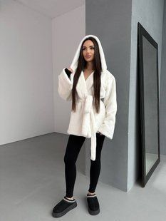 Шуба женская из мутона с капюшоном 42-48, ONE SIZE (3цв) "IREN" недорого от прямого поставщика Rin842-0107v фото
