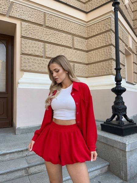 Костюм женский из жатки с юбкой-шортами 42-44, 44-46 (3цв) "STYLE HOUSE" недорого от прямого поставщика Rin4942-449v фото