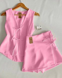 Костюм 2-ка женский (жилетка+юбка-шорты) костюмка XS-S; M-L (5 цв.) "VIVID" от прямого поставщика 2PLGU1436-509i фото