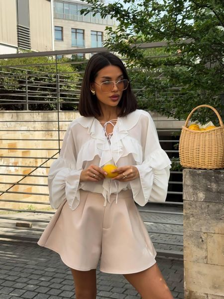 Блузка женская софт с воланами 42-44, 46-48 "SAPORTA" недорого от прямого поставщика 2PLBeg1368-092a фото