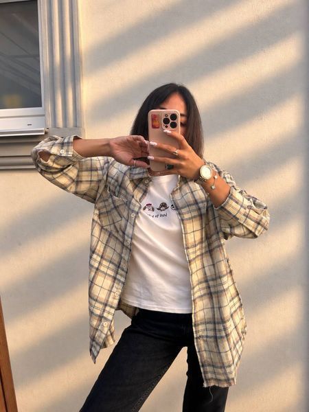 Стильная женская рубашка в клетку из фланели с деликатными камнями oversize (3цв) "ASPERAMO" недорого от прямого поставщика Rin1545-7101_пр_кл_беж_син_кор_v фото