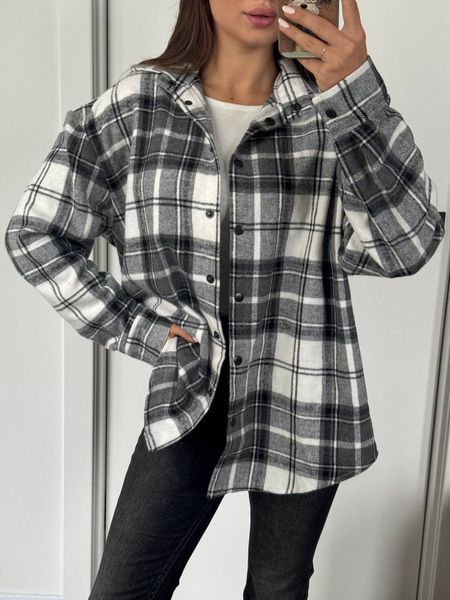 Кашемировая рубашка oversized из кашемира ONE SIZE (3цв) "LASAS" недорого от прямого поставщика Sin1522-087_клетка_v фото