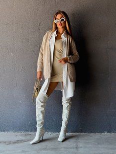 Кардиган жіночий з вовни та акрилу в стилі oversize ONE SIZE (3кол) "SHANNY" недорого від прямого постачальника 2PLBeg1370-101v фото