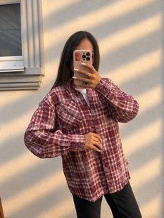 Стильная женская рубашка в клетку из фланели с деликатными камнями oversize (3цв) "ASPERAMO" недорого от прямого поставщика Rin1545-7101_пр_кл_борд_бел_кор_v фото