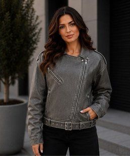 Косуха женская из экокожи с актуальным oversize-кроем S, M, L, XL, XXL "BONJOUR" недорого от прямого поставщика RIN1551-6603v фото
