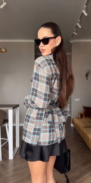 Сорочка женская приталенная из турецкой фланели S-L "GLOSSY" недорого от прямого поставщика Rin850-040_шокол_голуб_v фото