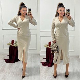 Костюм кофта + юбка вязкая рубчик 42-44,46-48, 50-52,54-56 (5цв) "ARISH" от прямого поставщика Rin5026-365a фото