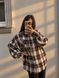 Стильная женская рубашка в клетку из фланели с деликатными камнями oversize (4цв) "ASPERAMO" недорого от прямого поставщика Rin1545-7101-1_пр_кл_кор_чер_бел_беж_v фото 3