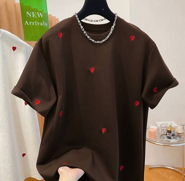 Футболка женская из двухнитки с принтом сердечки 42-48 (4цв) "GRAND FASHION" недорого от прямого поставщика RAZG6210-7208_сердечки_v фото