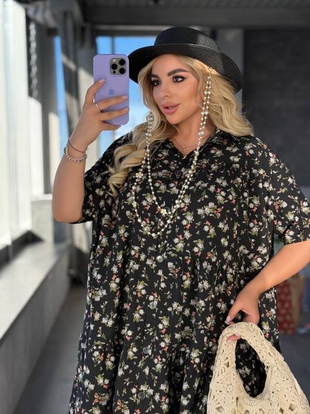 Платье oversized из софта 50-54, 56-60, 62-66 (2цв) "DEFFILE" недорого от прямого поставщика 2PLBEG1377-0125v фото